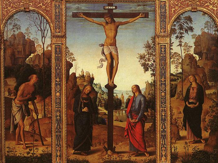 Pietro Perugino The Crucifixion with The Virgin, St.John, St.Jerome St.Magdalene oil painting picture